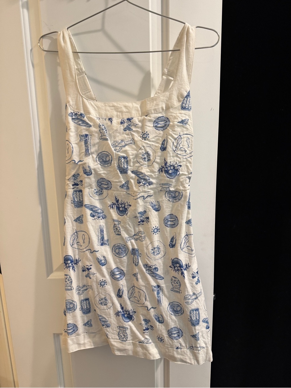 Abercrombie & Fitch Cream Mini Dress with Blue Print
